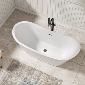 קבוצת sarlai 67 אינץ 'אקרילי מתנפח אמבטיה לבן זוהר מרכז צורה מלבן ניקז 60gal + קיבולת - Product Image 6