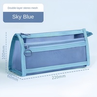 Morandi grande capacité Nylon Transparent écologique papeterie sac à fermeture éclair Double couche maille crayon stockage étudiant cadeau sac