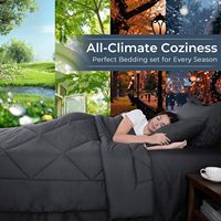 Ensemble de couette 4 pièces pour lit queen, gris foncé |   Drap plat et drap-housse réversibles toutes saisons, doux et contemporains pour l'été