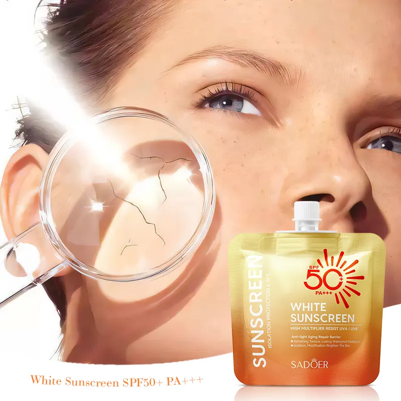 Marque privée SADOER Crème solaire blanchissante naturelle Anti-UVA/UVB Crème solaire SPF 50 Crème solaire