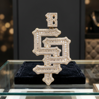 Pendentif de fiançailles en moissanite plaqué or sur mesure RB Gems, nouveau style classique glacé pour bijoux brillants certifiés