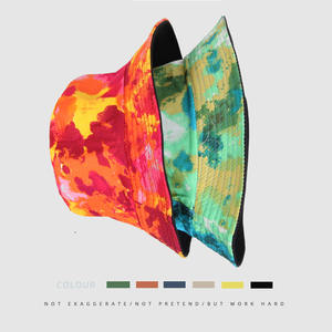 Chapeau bob réversible imprimé tie-dye japonais et coréen, grande taille, pour femme, été, protection solaire extérieure, source de diffusion en direct - Product Image 5