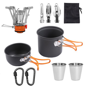 Ensemble de cuisine portable ultraléger pour l'extérieur, pot antiadhésif 1-2L, réchaud, équipement de cuisine pour le camping, la randonnée et les voyages - Product Image 1