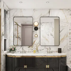 Specchio da parete con cornice per bagno decorativo elegante rettangolare ad angolo di personalizzazione