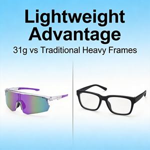 <span class=keywords><strong>Gafas</strong></span> de Ciclismo Personalizables Resistentes al Viento, Media Montura Ligera de PC, Lentes con Revestimiento Anti-Rayas, Lentes de Espejo, Deportivas - Product Image 6