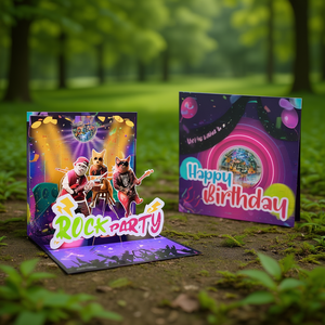 3D Pop Up Animal Band Birthday Card Premium <b>Paper</b> Laser Cut Handmade Gift For Kids And Adults - Product Image 3
