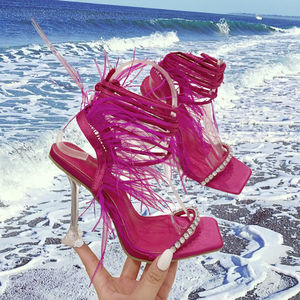 Ready to Ship 2024 Summer Autumn Spring Lady Sexy Diamond Heeled <b>Sandals</b> High Heels Shoes for Women Jelly Outdoor PVC - Product Image 3