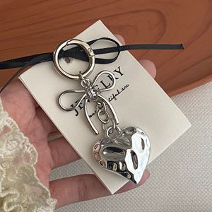 Grazioso <span class=keywords><strong>Ciondolo</strong></span> a Forma di Cuore in <span class=keywords><strong>Argento</strong></span>, Portachiavi Y2K con Fiocco in Metallo, Catena Multifunzionale per Borse, Accessorio per Ragazze - Product Image 5