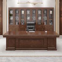 Nouvelle Collection 2026 : Ensemble Bureau de Direction Commercial en Bois Massif et Chaise de Manager avec Rangement, Style Chinois, pour Usage Professionnel