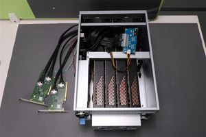 Boîtier externe pour carte graphique tour à 4 GPU à large bande passante, interfaces SFF8654 PCIe 4.0x16 -8i, système de refroidissement en stock - Product Image 5