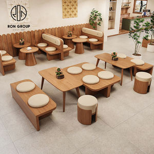 Juego de Muebles de Restaurante Cuadrados de Cuero y Madera para Cafetería, Pizzería, McDonald's, Personalizados en China, con Bancos, Sillas y Mesas - Product Image 5