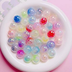 Perles rondes en verre dégradé bicolore de 16 mm de haute qualité avec revêtement UV, pour la fabrication de bracelets de téléphone portable et de porte-clés DIY - Product Image 2