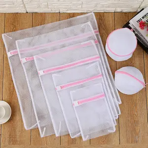 OEM Extra Large Canvas Big Drawstring Washed Linen Small Net Clear Zippered Storage Mesh Underwear Laundry Bags Machine Washing