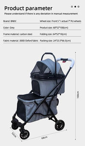 Barato de alta calidad doble cochecito para mascotas cochecito para perros de lujo de 4 ruedas mascota para dos perros gatos - Product Image 4