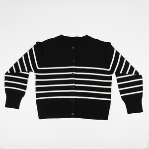 Suéter a Rayas Estilo Francés, Proveedor Mayorista de Cárdigan de Punto Náutico para Boutique, Prendas de Punto en Blanco y Negro - Product Image 1