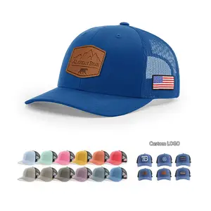 Yüksek profilli 6 Panel kamyon şoförü şapkaları Gorra erkekler spor kamyon şoförü pamuklu kasket özel nakış logosu örgü şoför şapkası şapka