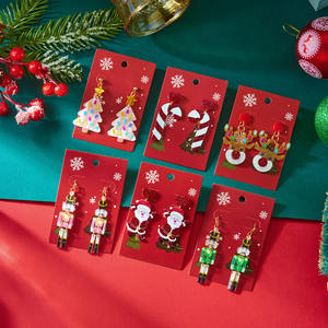 Pendientes de Aleación Vintage de <span class=keywords><strong>la</strong></span> <span class=keywords><strong>Serie</strong></span> Navideña Transfronteriza, Cascanueces, Papá Noel, <span class=keywords><strong>Linterna</strong></span>, Árbol de Navidad - Product Image 6