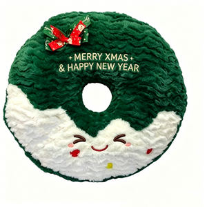 Coussin en peluche personnalisé en forme de couronne de Noël, coussin en peluche en forme de couronne de Noël, coussin de Noël en forme de beignet - Product Image 1