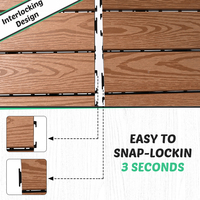 Revêtement de sol extérieur personnalisé Interlock en wpc gaufrage 3D grain de bois Dalle de terrasse composite Bois texture plastique Revêtement de sol