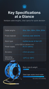 0.5MM Hassasiyetli ABS ve Metal Derin Kuyu Elektronik Su Seviyesi Ölçer, 9V Pil ile - Product Image 6