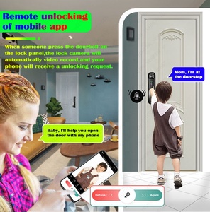 Multilingüismo Tuya Wifi App Cerradura inteligente electrónica con cámara Timbre Cerradura de puerta digital Código de tarjeta clave Wifi Cerradura de huella digital - Product Image 3