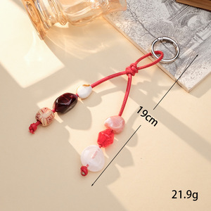 Colgante <span class=keywords><strong>de</strong></span> Bolso Vintage con Cuentas Acrílicas, Llavero Decorativo <span class=keywords><strong>de</strong></span> Cuero PU con Cuerda Trenzada, Accesorios para Llavero <span class=keywords><strong>de</strong></span> Bolso - Product Image 4