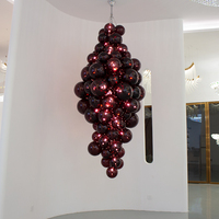 Lustre en verre en forme de grappe artistique, luminaire suspendu moderne personnalisé pour la décoration intérieure de villa, hôtel, bar