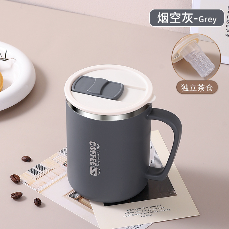 Tasse à thé avec couvercle poussoir - gris - 500 ml