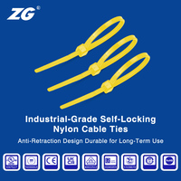 Attaches de câbles en nylon 66 KSS haute performance, réutilisables, 2,5 mm x 100 mm, lot de 100, usage industriel, multi-usages, jaunes, résistance au feu