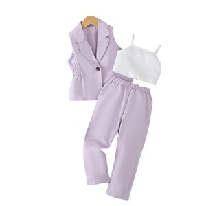 Completo Abbigliamento Estivo per Bambine: Giacca, Gilet e Pantaloni con Cappello - Nuova Collezione Transfrontaliera Europa e America - Product Image 6