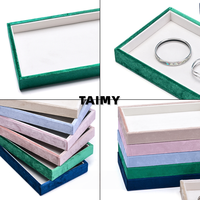 Plateau à bijoux empilable de luxe en velours, plateau de rangement à bijoux de haute qualité, plateau de présentation de bijoux personnalisé avec logo pour comptoir