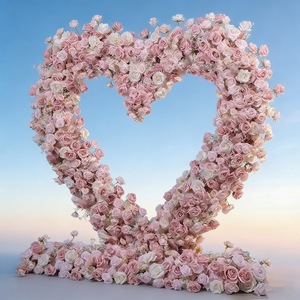 Arco de rosas artificiales en oferta, arco de boda con rosas blancas, arco en forma de corazón, decoración para fondo de escenario - Product Image 5