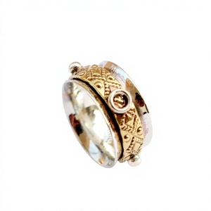 Handmade 925 Sterling Silver <b>Spinner</b> <b>Ring</b> Unique Design Two Tone Silver Brass IGI Certified for Weddings Factory Price Wholesale - Product Image 3