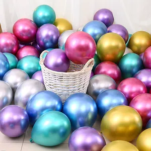 Ballons de décoration de fête en métal chromé 50 pièces pour 1 sac 12 ''ballon rond en Latex ballons en métal pour fête d'anniversaire