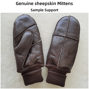 Gants en cuir de <span class=keywords><strong>mouton</strong></span> véritable doublés polaire pour femme, chauds pour l'hiver, fabrication OEM, avec support d'échantillons - Product Image 3