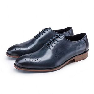 High Quality New British Format <b>Flat</b> Waterproof Lightweight VALENTINA Leather <b>Pointed</b> Breathable Anti-Slip Lace Carved Oxford - Product Image 1