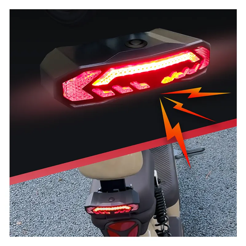 Indicador de luz trasera de bicicleta recargable por USB a prueba de agua IP65 de 1500mAh, luz LED de freno inalámbrica, de PC Material, alerta de batería baja