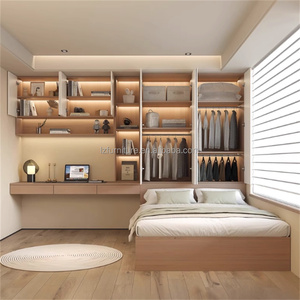Custom Budget-Friendly Compact Bedroom Furniture Durable Solid Wood Bed <b>Desk</b> & Wardrobe Sets for <b>Small</b> Studio Apartments & Hotel - Product Image 4