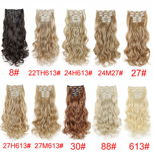 Extensiones de Cabello Largas y Onduladas con Clip para Mujer, 18 Pulgadas, 6 Piezas/Juego, con 16 Clips, Fibra Sintética Resistente a Altas Temperaturas - Product Image 3