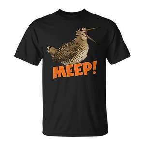 T-shirt Meep Bird Meme American Woodcock Design, chemise noire unisexe - Product Image 1