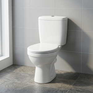 WC moderne en céramique deux pièces avec siphon en P, chasse double 3L/6L, réservoir encastré et abattant à fermeture douce - Product Image 1