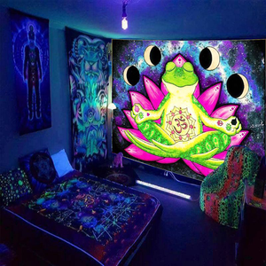 Bức tranh huỳnh quang in Blacklight Bảo tàng Van Gogh bầu trời đầy sao nghệ thuật Halloween <span class=keywords><strong>psychedelic</strong></span> UV Blacklight tấm thảm - Product Image 3