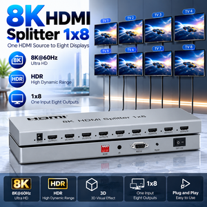 Répartiteur <span class=keywords><strong>HDMI</strong></span> 2.1 8K 1 entrée 8 sorties, Distributeur <span class=keywords><strong>HDMI</strong></span> 8 ports 8K 60Hz 4K <span class=keywords><strong>120Hz</strong></span> EDID pour TV, Moniteur, Projecteur - Product Image 1