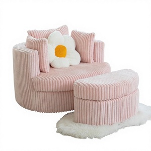 Sillón <span class=keywords><strong>Puff</strong></span> <span class=keywords><strong>Rosa</strong></span>, Tela Tipo Piel de Conejo, 360 °   Sillón Giratorio Individual con Almacenamiento, Cómodo <span class=keywords><strong>Puff</strong></span> para Sala de Estar - Product Image 5