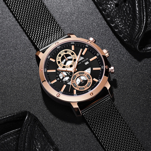 Relojes de cuarzo de moda Mini Focus MF0190G de alta calidad, <span class=keywords><strong>reloj</strong></span> de pulsera de acero inoxidable con malla milanesa plateada de lujo para hombre - Product Image 6