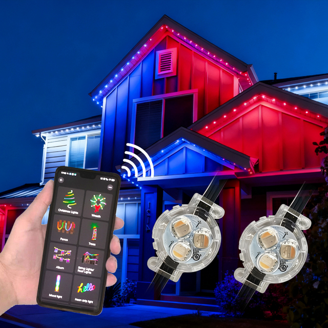 Custom 300ft 400ft 500ft Rgbw 3 Led Track Point Lights 12V 24V 36V 30mm Ip68 Outdoor Permanent Christmas Decoration Lighting