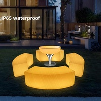 Ensemble de meubles de jardin lumineux à LED pour salon extérieur, comprenant chaises, tables et canapés sectionnels, idéal pour les fêtes et événements (Dropshipping)