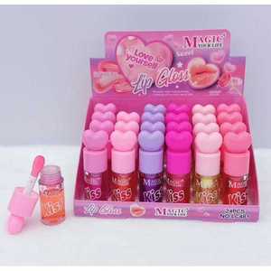All'ingrosso 24 pezzi Set lucidalabbra a forma di cuore a lunga durata idratante labbra colori vivaci per stile carino certificato Halal - Product Image 1