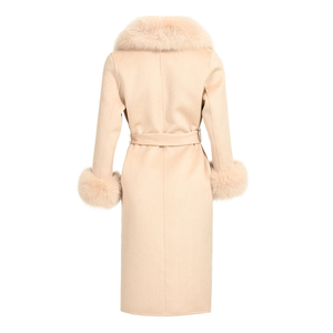 Haut de gamme <span class=keywords><strong>hiver</strong></span> nouveau cachemire Double face dame pardessus avec col en fourrure de renard femmes laine <span class=keywords><strong>manteau</strong></span> - Product Image 2