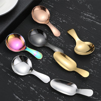 Cuillère à café en acier inoxydable à manche court, cuillère à sucre, finition miroir, or, argent, or rose, 3 tailles, 9,2 cm, vaisselle pour café et dessert